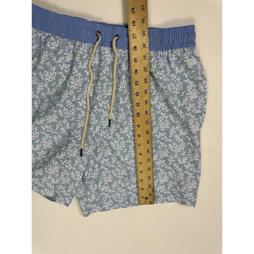 Fair Harbor Swim Trunks Mens 2XL Blue White Floral Performance Lined Shorts 7”